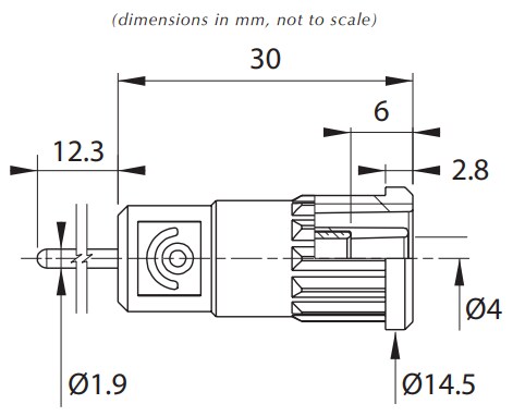 Mechanical Drawing - Cal Test Electronics CT3887 4mm Sheathed Banana Jacks